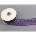 Sheer Wired Ribbon with Glitter Dots Purple 1.5" 25y